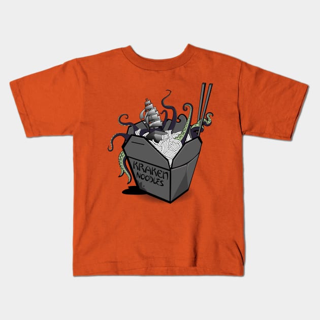 Kraken Noodles Kids T-Shirt by AlterAspect